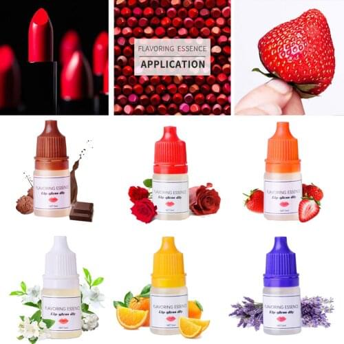 6Bottles Natural Flavor Essence For Handmade Cosmetic Lip Gloss Base Lipgloss DIY Food Grade Fragrance Flavoring Essential