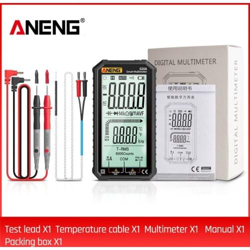 620A LCD Digital Multimeter Portable 6000 Counts Auto Ranging AC DC Volt Voltmeter Ammeter Ohm Voltage Capacitance Tester Meter