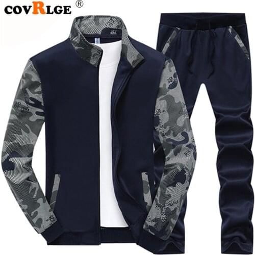 Covrlge Two Pieces Set Fashion Hooded Sweatshirts Tracksuit Sportswear Men Hoodie Autumn Brand Clothes Hoodies+Pants Sets MSX007