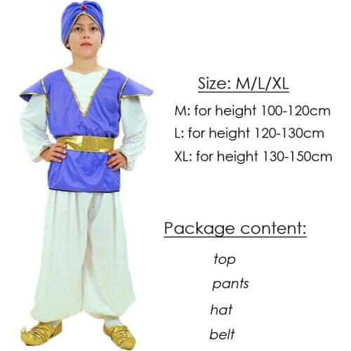 Kids Boys India Arab Aladdin Prince Cosplay costume Stage Performance Masquerade Party clothes Halloween king Costumes Suit