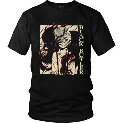 Male Black Butler Sebastian Ciel T Shirt Short Sleeved Cotton Tshirt Trendy T-shirt Japan Anime Manga Kuroshitsuji Tee Apparel