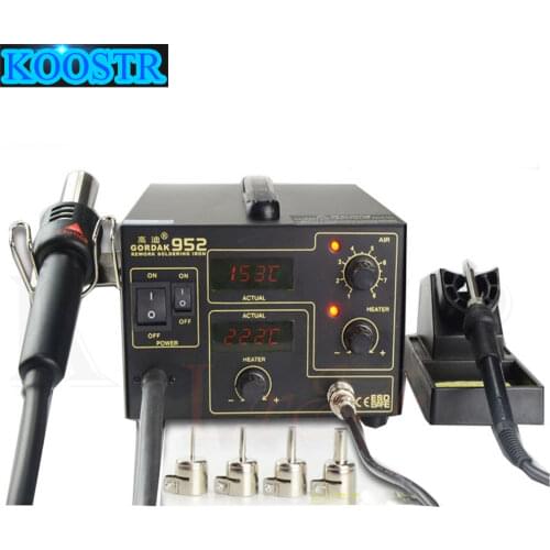 Gordak 952 digital displayer 2 in 1 Desoldering Station Hot Air heat Gun with SMD Soldering station Electric iron Air pump
