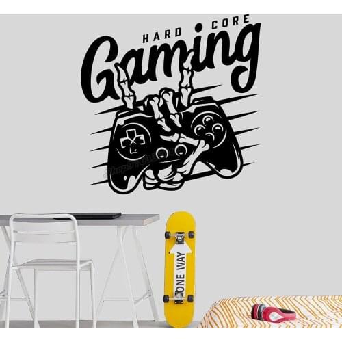 Gaming Hard Core Wall Decals Gamer Zone Wall Sticker Teen Rooms Game Controller Decor Boys Bedrooms Playroom Decoration C941