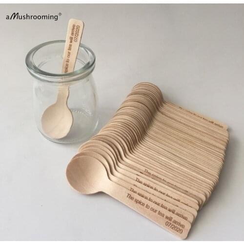 Personalized Chai Teaspoon Wooden Disposable Spoons laser Etched Chai Tea Spoon Biodegradable Spice Tea Spoons