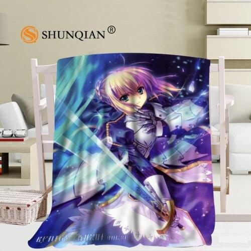 Custom Fate Zero Saber Pattern Travel Blanket Home TV Casual Relax for Family Soft Fluffy Warm Blanket