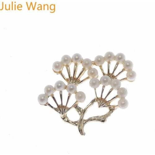 Julie Wang 3PCS Alloy Gold Pearl Branch Charms For Neckalce Pendant Earrings Findings DIY Jewelry Making Accessory