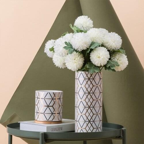 Nordic art simple ceramic vase living room TV cabinet simulation flower set flower arrangement ornaments