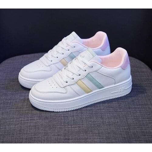 2021 Womens White Shoes Women Sneakers New Fashion Student Casual Tennis Thick sole Walking Vulcanized Shoes Breathable Flat