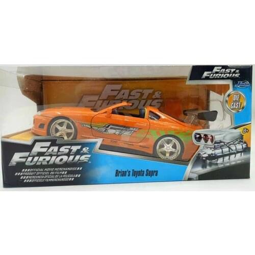 1:24 Scale Fast F8 Auto Car Brians TOYOTA SUPRA Diecast Metal Street Race Pull back car Model Car Toys For Kids Collection