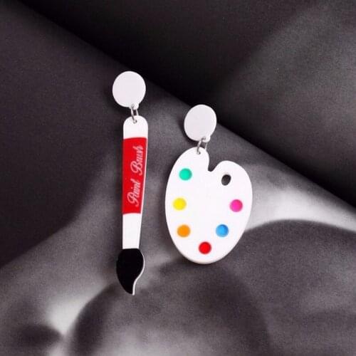 Trendy Young Artists Brush Palette Acrylic Earrings For Women Fashion Pendiente Pincel plumas Paint Earrings Jewelry Gift