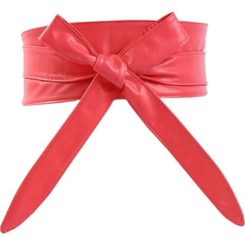 Trendy Stylish Women Luxury Soft PU Leather Belts Super Long All-Match Bow-Knot Wide Belts Clothing Accessories Wholesale