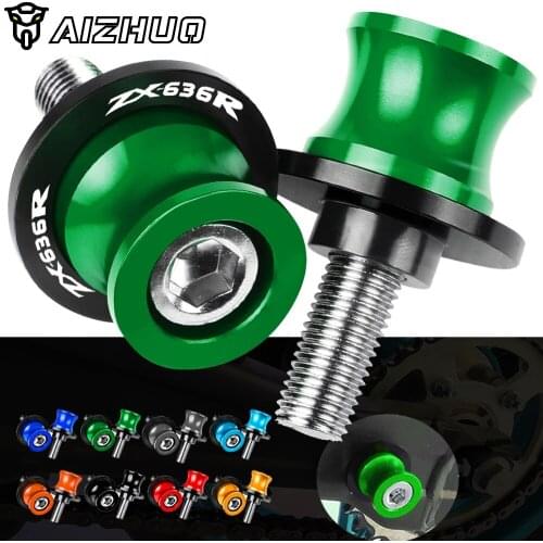 Motorcycle 8/10MM Stand Screws FOR KAWASAKI ZX636R ZX 636R 6RR ZX6RR 2005 2006 CNC Aluminum Swingarm Slider Spools ZX-6RR LOGO