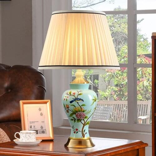 American Ceramic Table Lamp Bedroom Bedside Lamp Simple Modern Creative Living Room New Chinese Warm Marriage Romantic Home