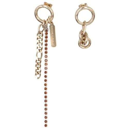 New jewelry asymmetrical rhinestone chain tassel long earrings female earrings