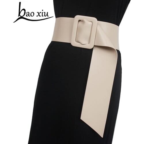 Autumn PU Leather Long Belts for Women Cummerbund Corset Female Wide Decorative Dress Simple Waist Belt Straps Accessories