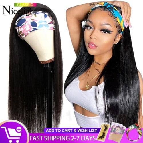 Nicelight Glueless Human Hair Wigs Straight Wigs Headband Wig Brazilian Wigs Full Machine Made Wig For Black Women Fast Delivery