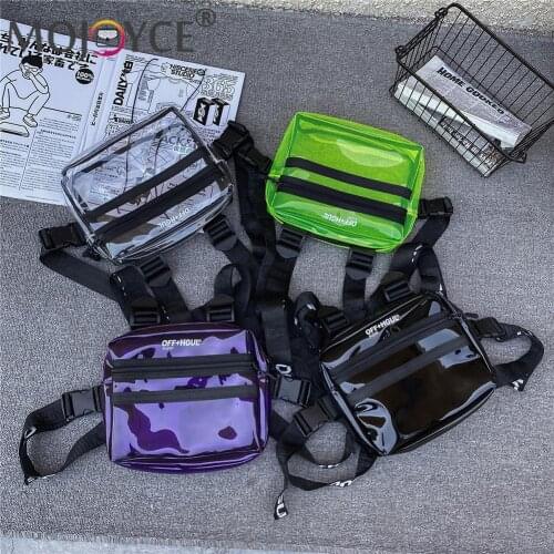 Street Style Casual All-match Solid Color Travel Zipper Small Handbags Women Men PVC Clear Transparent Shoulder Strap Chest Bag