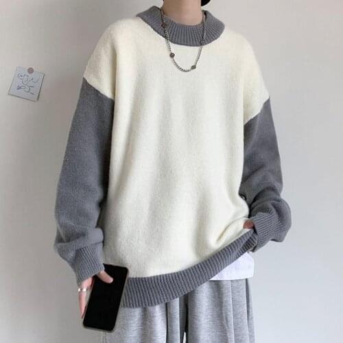 Autumn/Winter Korean Sweet Girl Pullover Sweater Harajuku Preppy Vintage Patchwork All-Match Street Men And Women Couple Sweater