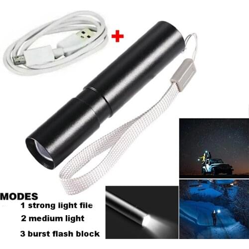 LED Mini USB Rechargeable Flashlight 3 Modes IPX6 Waterproof Flashlight Retractable Zoom Portable Flashlight Camping At Night