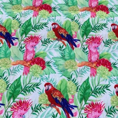 Leaf Parrot Cacatuinae Psittacidae Polyester Cotton Fabric Material Patchwork Sewing Quilting Needlework DIY Cloth Shirt hat