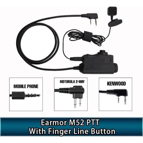 OPSMEN Earmor Military Adapter M52 PTT Airsoft Tactical Headset Kenwood Midland Extend The Finger Line Button Combination