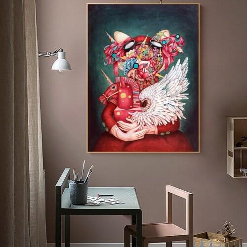 WANGART Canvas Art Poster Print Nordic Love Unicon Oil Painting Wall Picture Living Room Bedroom Baby Room Wall Art Home decor