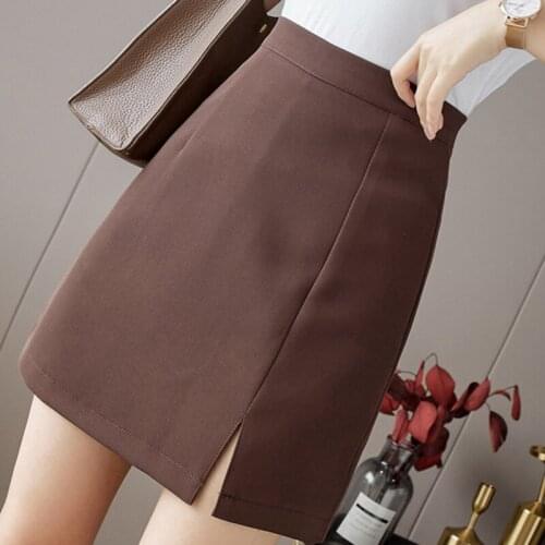 Skirts Womens Fashion Solid Invisible Zipper High Waist Mini A-Line Women Short Skirt Casual Summer Kawaii Skirt Female Falda