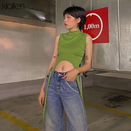 KLALIEN Women Summer Fashion Simple Solid Slim Tank Top New Casual Street Office Lady Basic Class Stretch Skinny Female Vest