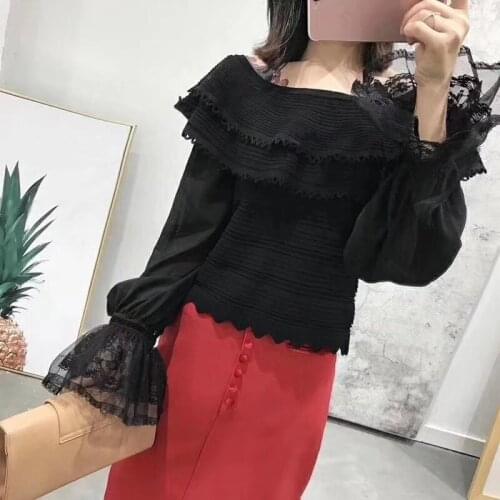 Women Knitted Sweater Slash Neck Pullovers Solid White Black Crop Tops Casual Vintage Jumper Elegant Korean Lady Clothing ins