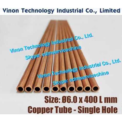 30PCS/LOT) Ø6.0x400LMM Copper Tube Single Hole,Copper EDM Tubing Electrode Tube Single Channel type for Small Hole EDM Drilling