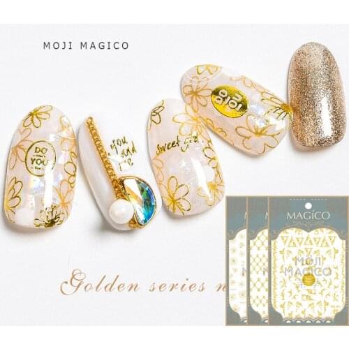 5 PCS nail sticker Golden Flower Nail Decals ornaments 3D sticker super thin waterproof durable