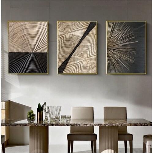 Abstract Golden Annual Ring Poster Print Fahsion Canvas Art Painting Modern Wall Pictures for Living Room Bedroom Aisle Nordic