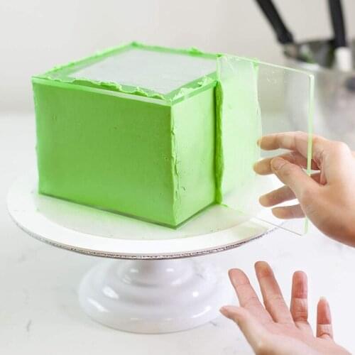 Acrylic Square Cake Discs Set Buttercream Cake Decorating Tools with 4 Square Discs Icing Scraper Center Dowel for Cake