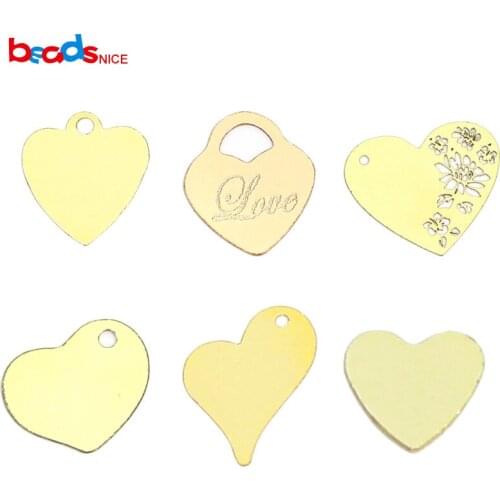 Beadsnice ID40181smt2 Gold Filled Heart Blank Stamping Jewelry Tags for Bracelet Necklace Making Diy Jewelry