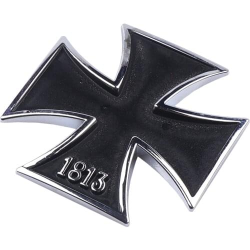 Black Silver 1813 Germany Iron For Cross Car-styling 3D Chrome Metal Malta Virtue Cross car stickers Emblems Decorations