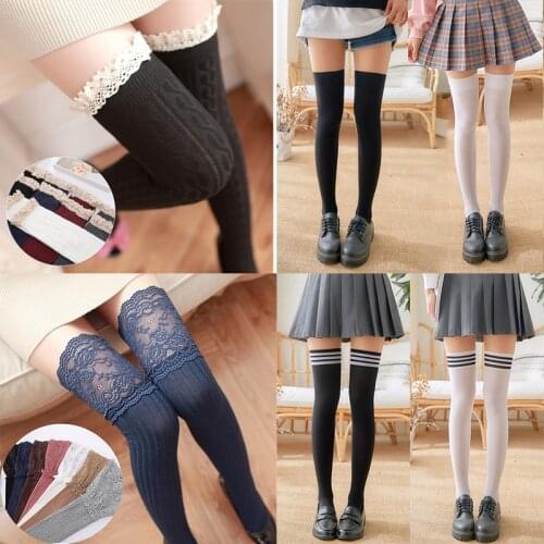Sexy Over Knee Socks for Women Striped Warm Thigh High Stocking Girls Long Socks Autumn Winter Warm Long Cotton Stocking Medias