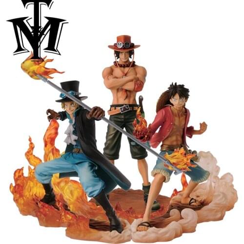Finished Goods Anime Figure One Piece Monkey D Luffy Ace Sabo PVC Hot Kids Toy Action Figure Model Collection Doll Original Box