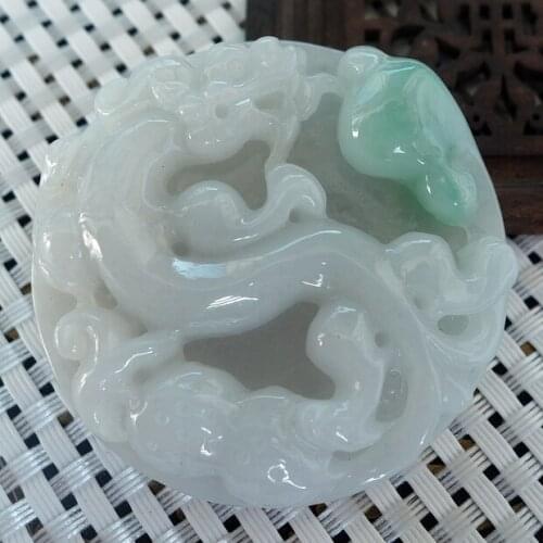 Exquisite Natural Emerald Dragon Pendant j19