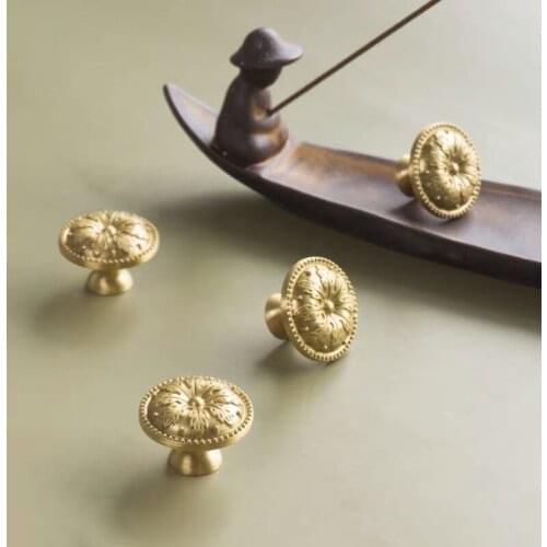 Round Brass Furniture Drawer Cabinet Knob Door Pull Kitchen Cupboard Wardrobe Closet Hardware Luxury Gold Dresser Handle Knob