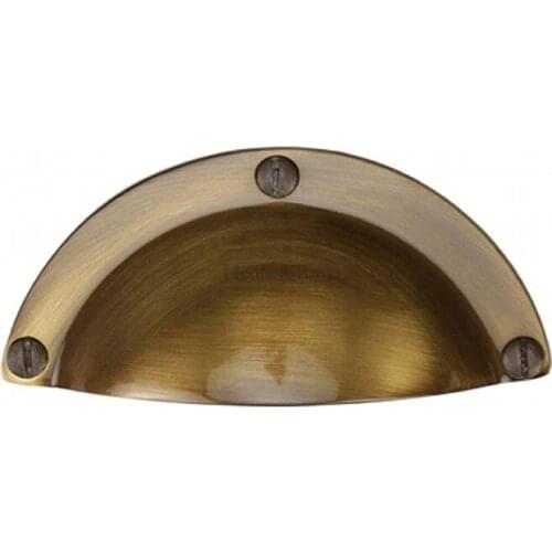 Ltd Solid Face Fix Shaker Style Hooded Drawer Cabinet Cup Pull Handle 95mm (Antique Brass)