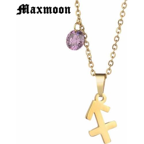 Maxmoon New Zodiac Necklace Zodiac Symbol Sagittarius Necklace & Pendant Woman Jewel Gift