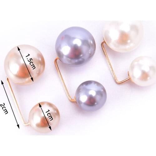 Fashion Double Pearl Pins For Women Designer Female Brooches Clothes Accessories Simulated Pearl Knit Shirt The Candid Jewelry