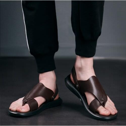 Men Sandals Summer Men Casual Shoes Leather Beach Sandals Outdoor Soft High Quality Mens Sandals Slippers Footwear Flip Flops