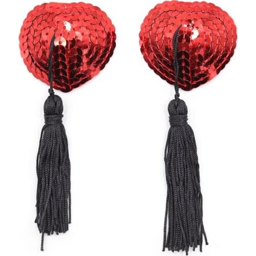 Breast Pasty Nipple Cover Sticker Flirting Adult Stimulator Sex Toys for Woman BDSM Game Gear Bondage Heart-shaped Sequin Tassel