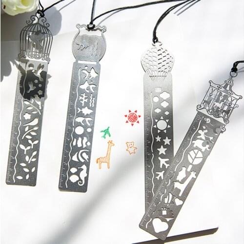 Creative Korea Stationery Hollow Exquisite Metal Bookmark Bullet Journaling Accessories Cute Personality Scale Ruler Bookmark