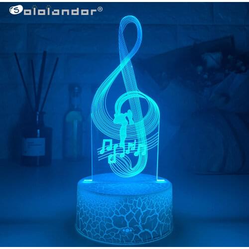 Musical Note Hologram Nightlight Acrylic 3d Illusion Baby Night LightLed Touch Sensor Colorful Usb Battery Powered Bedside Lamp
