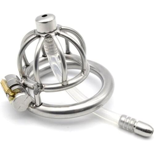 New Stainless Steel Male Penis Cage,Chastity Device with Anti-off Ring Catheter,Penis Rings,Penis Lock,Adult Sex Toys For Man