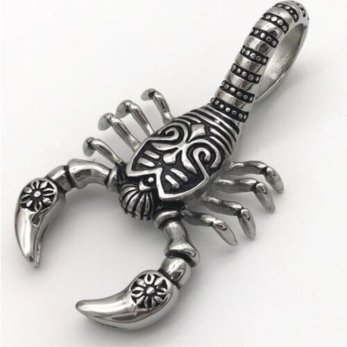 New style men 316 stainless steel Animal scorpion pendant Send leather rope necklace