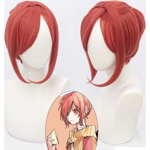 Anime Toilet-bound Hanako-kun cosplay wig Mitsubawig Smoky pink 40cm Cosplay Anime Wig Heat Resistant Synthetic Wigs Halloween