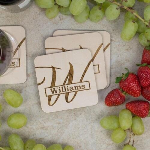 Personalized Coaster, Engraved Wood,armhouse Wedding Personalized Coasters Wedding Favors